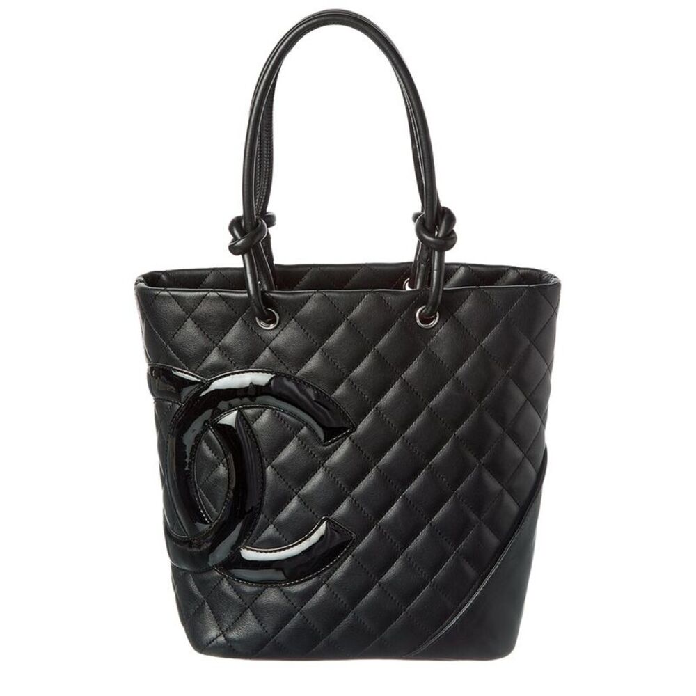 Chanel Black Calfskin Leather Quilted Medium Cambon Tote (Authentic Pre-Loved)